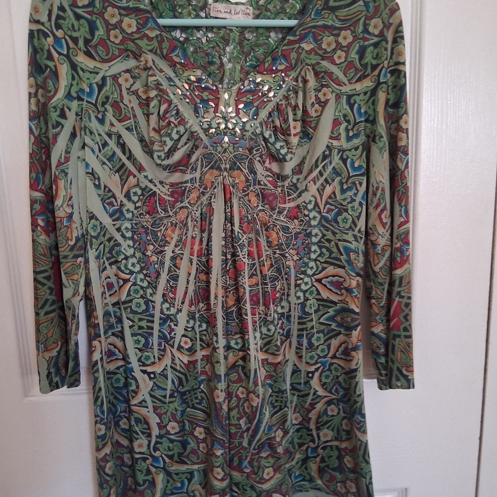 Live And Let Live Colorful boho top Size PL